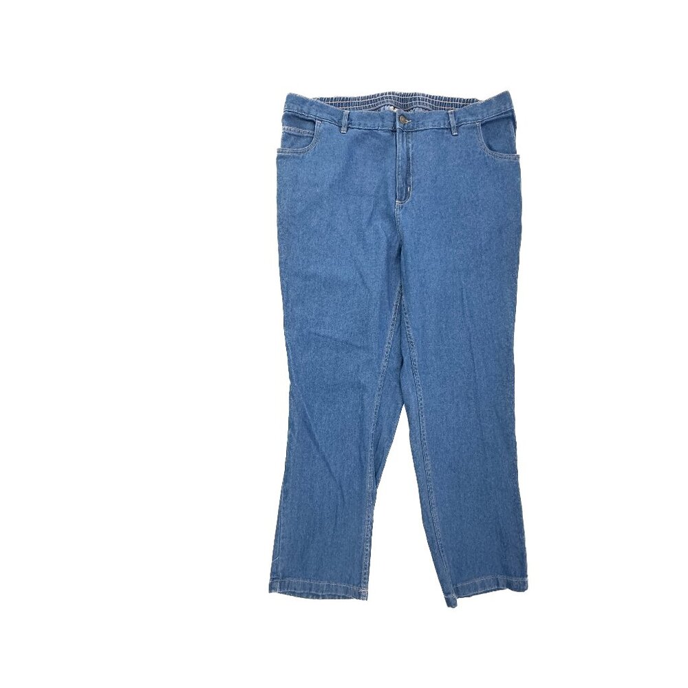 Woman Within Straightβ leg Back Elastic Women's size 20W Medium Blue Denim jeans